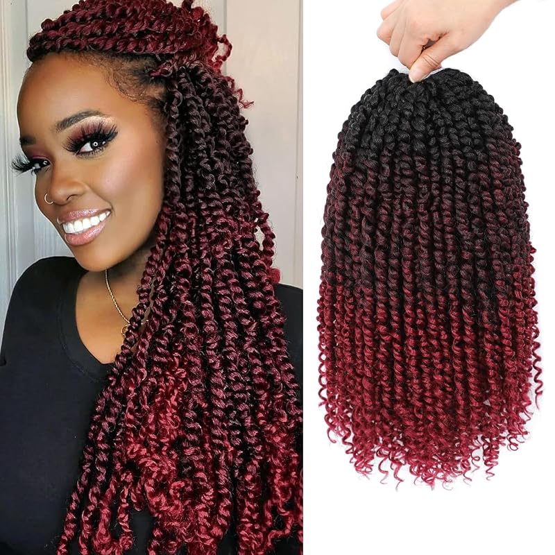 Pre-Twisted Passion Twist Crochet Hair 14 Inch for Black Women 1B/OTBUG