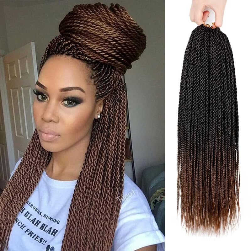 NAYOO Senegalese Twist Crochet Hair - 8 Packs 26 Inch Crochet Hair For Black Women, 35 Strands/Pack Small Twist Crochet Braids Hair Hot Water Setting, Pre-Looped Crochet Braiding Hair(26 Inch, 1B/30)