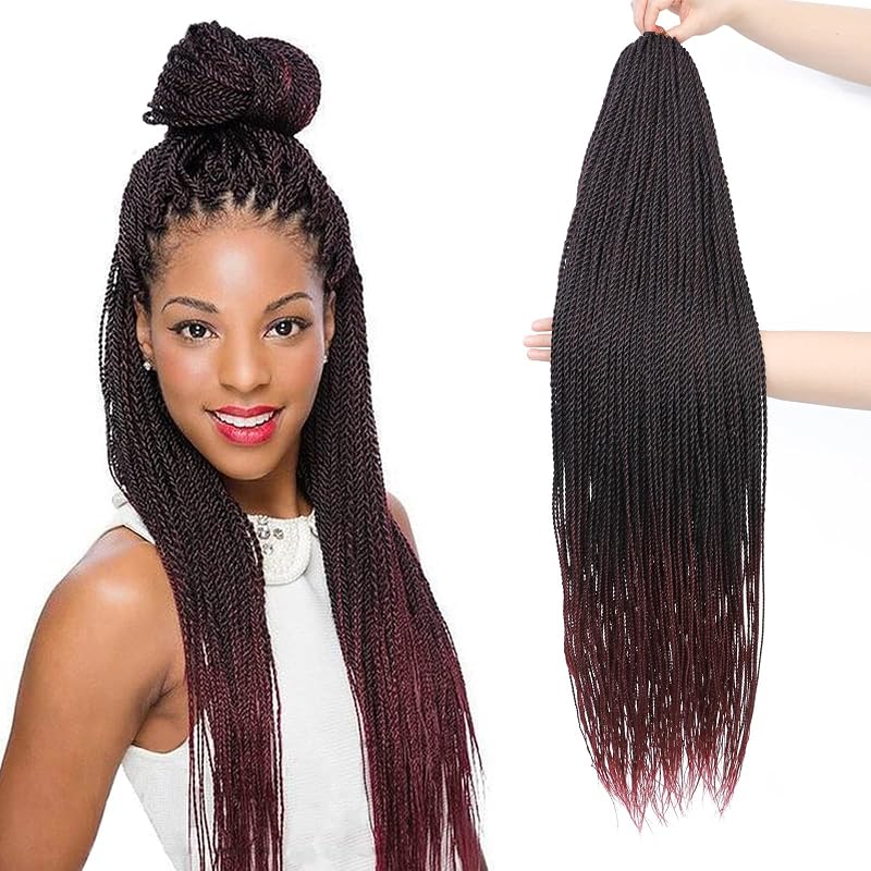 NAYOO Senegalese Twist Crochet Hair - 8 Packs 26 Inch Crochet Hair For Black Women, 35 Strands/Pack Small Twist Crochet Braids Hair Hot Water Setting, Crochet Braiding Hair (26 Inch, 1B/BUG)