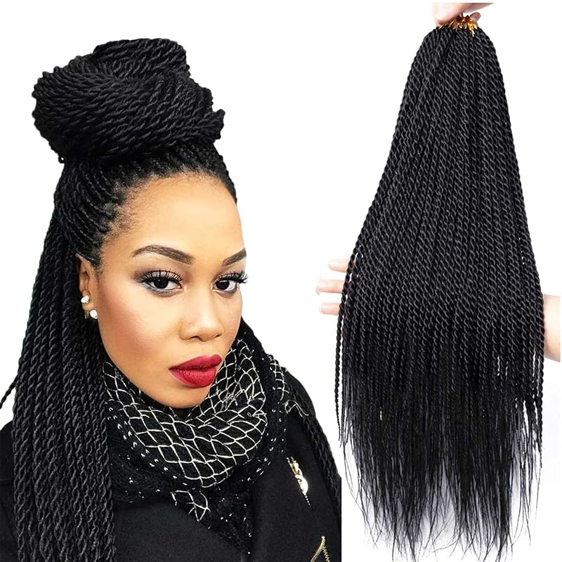 NAYOO Senegalese Twist Crochet Hair - 2 Packs 22 Inch Twist Crochet Hair for Black Women, 35 Strands/Pack Crochet Braids Hair For Braiding, Crochet Twist Hair Hot Water Setting(22 Inch, 1B)