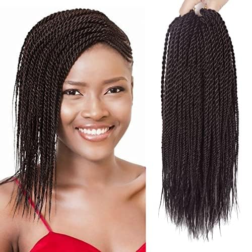 NAYOO Senegalese Twist Crochet Hair - 8 Packs 18 Inch Brown Crochet Hair For Black Women, 35 Strands/Pack Small Twist Crochet Hair Hot Water Setting, Crochet Braids Hair with Natural Ends(18 Inch,4#)