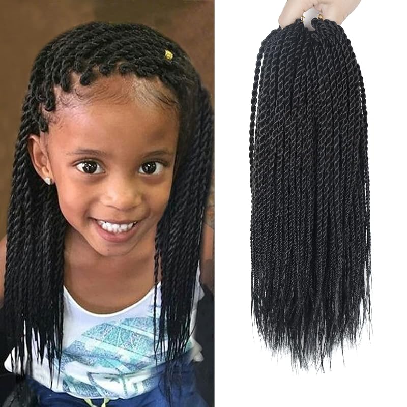 NAYOO Crochet Hair for Kids - 2 Packs 12 Inch Short Crochet Hair For Black Women, 30 Strands/Pack Small Crochet Twist Hot Water Setting, Crochet Twist Braids Hair with Natural Ends(12 Inch, 1B)