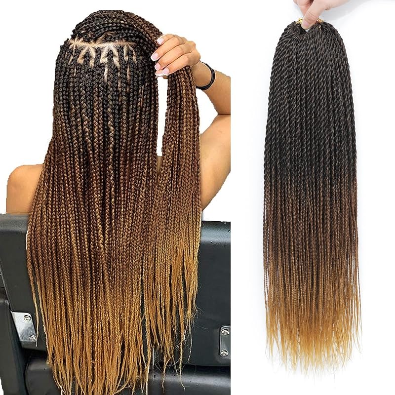 NAYOO Senegalese Twist Crochet Hair - 2 Packs 22 Inch Twist Crochet Hair for Black Women, 35 Strands/Pack Crochet Braids Hair For Braiding, Crochet Twist Hair Hot Water Setting(22 Inch, 1B/30/27)