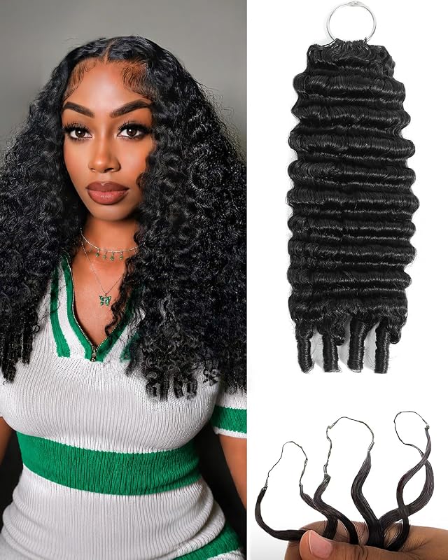 CindiRiver 16 18 20 Inch 120g Burmese Curly Crochet Human Hair Knotless Pre-Separated Feather Crochet Human Hair Reusable Virgin Hair Extensions with Spiral End