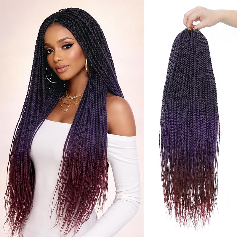MOSINA Senegalese Twist Crochet Hair For Black Women, 24 inch Pre Looped Crochet Twists With Free Ends, 35 Strands/Pack Crochet Braids