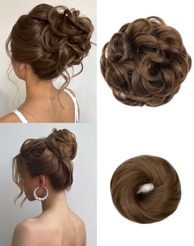 HSLHDI 2PCS Messy Bun Hair Pieces Synthetic Hair Bun Extensions For Women