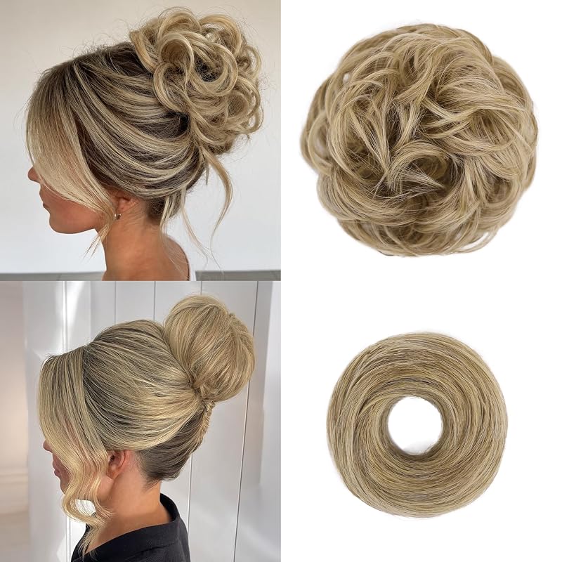 2PCS Messy Bun Hair Pieces Synthetic Hairpieces For Women Sand