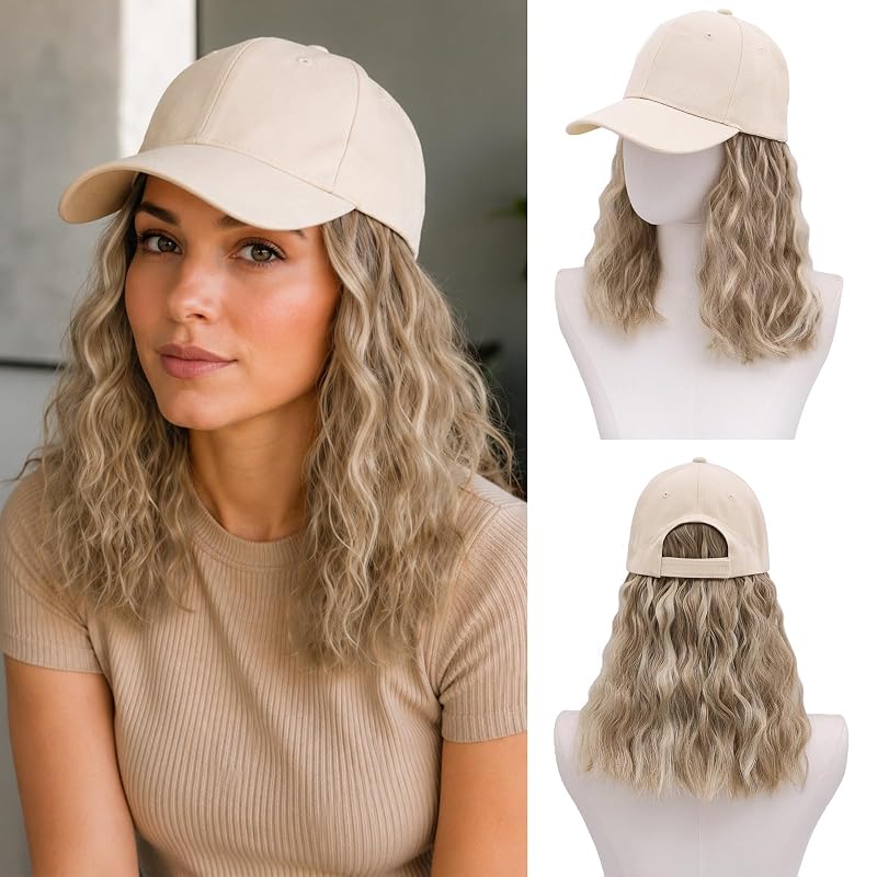MORICA Hat Wig, 16" Short Curly Bob, 16inch, 16P613
