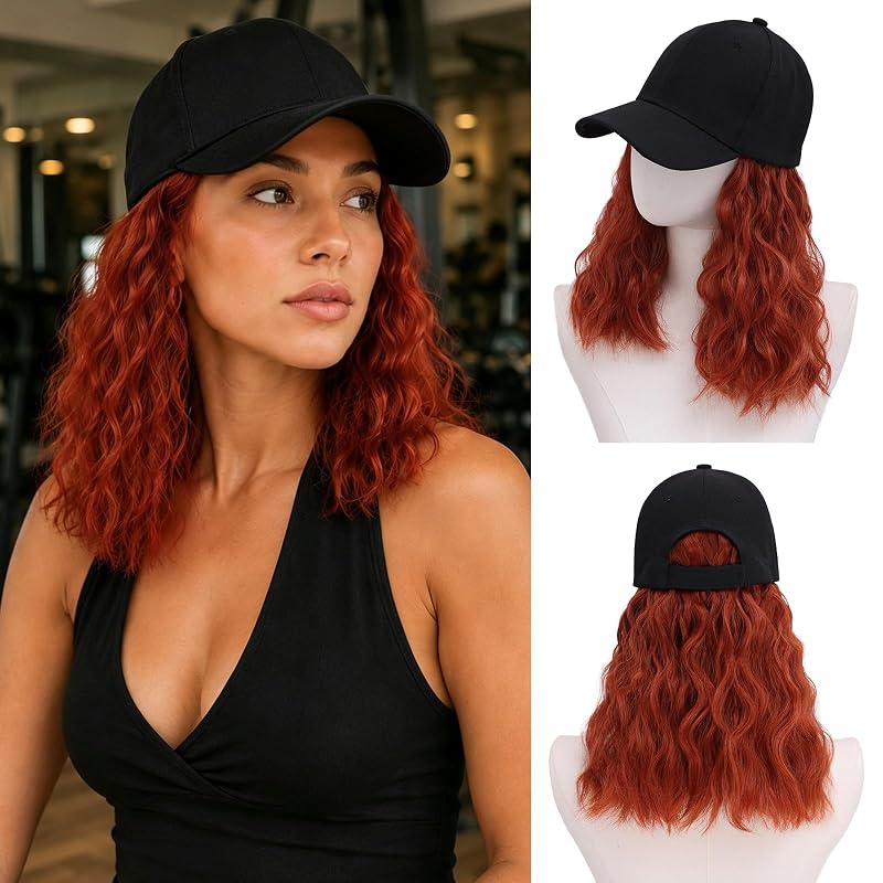 MORICA Hat with Hair 16", 350, Baseball Cap with Hair Attached