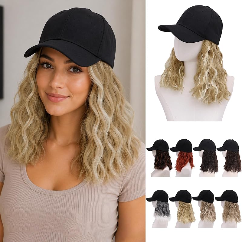 MORICA Hat Wig Extensions Baseball Cap, 16", 24H613