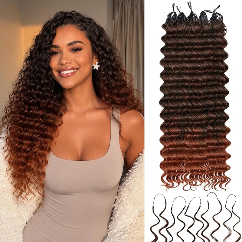 Miracle Feather Crochet Hair for Black Women Deep Wave 14"200 Strands 2#