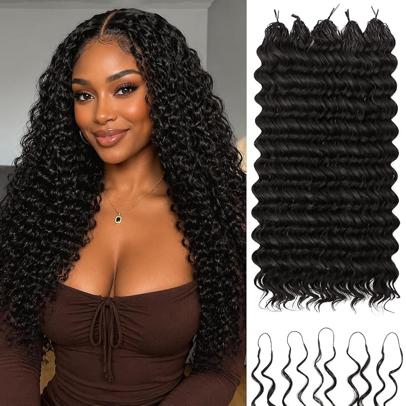 Miracle Feather Crochet Hair for Black Women Deep Wave 14"200 Strands 1B