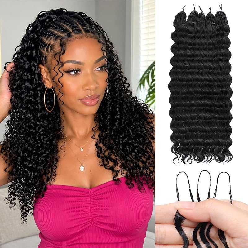 Miracle Feather Crochet Hair for Black Women Deep Wave 14"200 Strand 1B/350