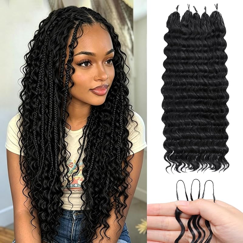Feather Crochet Hair for Black Women Deep Wave 14 Inch Miracle Knot Black