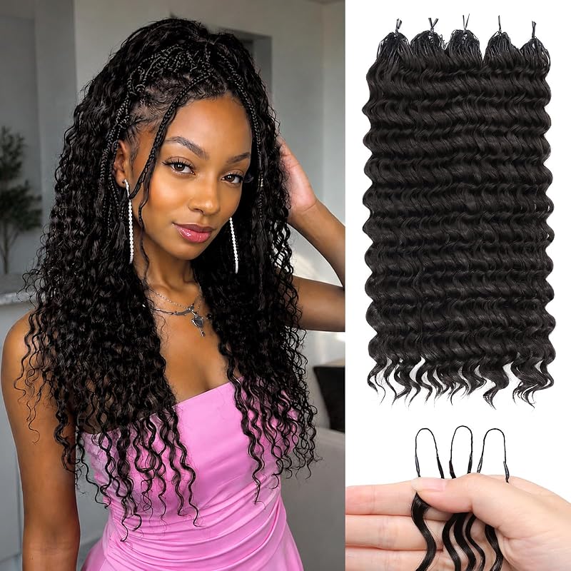 Feather Crochet Hair for Black Women Deep Wave Miracle Knot Natural Black