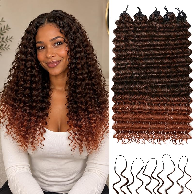 Deep Wave Feather Crochet Hair for Black Women, 14 Inch Pre-Separated
