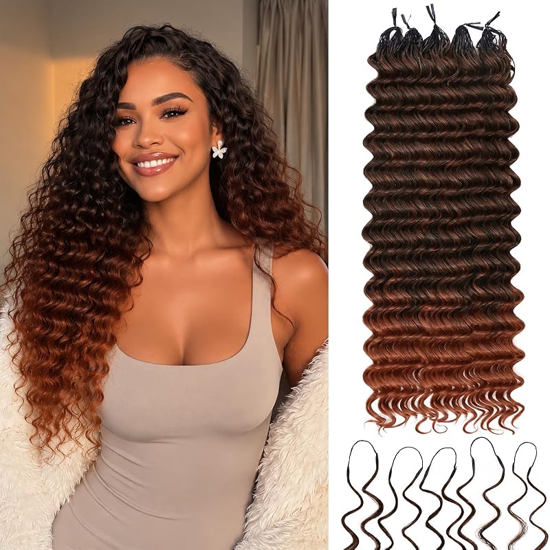 Deep Wave Feather Crochet Hair for Black Women, 14 Inch Pre-Separated
