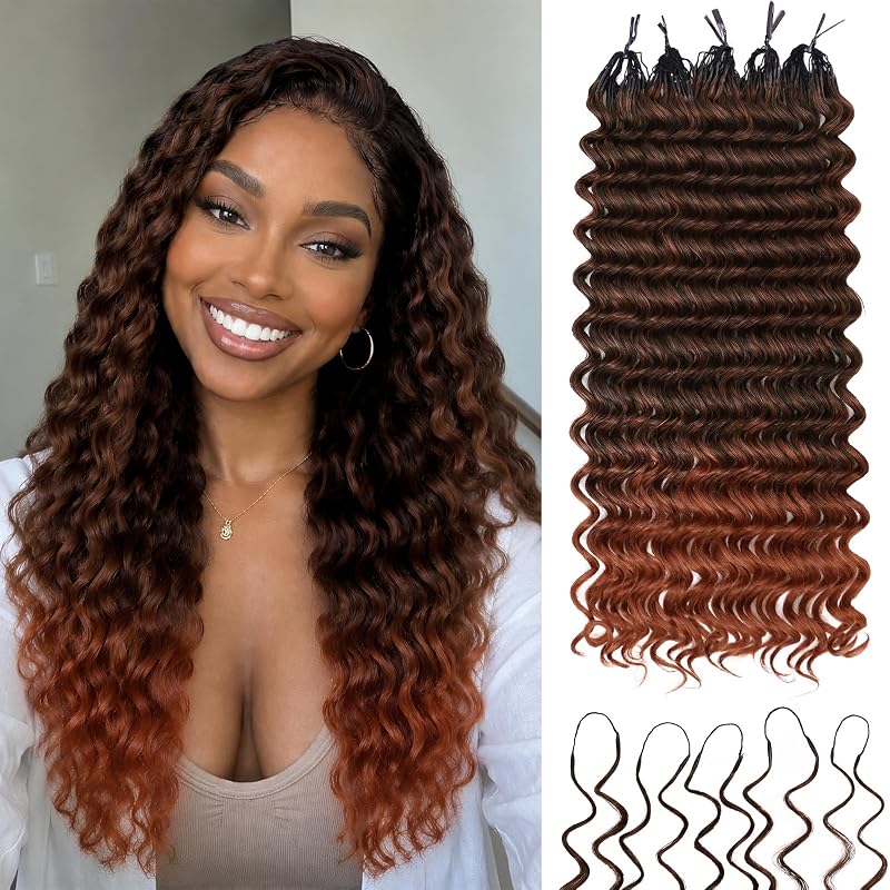 Deep Wave Feather Crochet Hair for Black Women, 12 Inch Pre-Separated