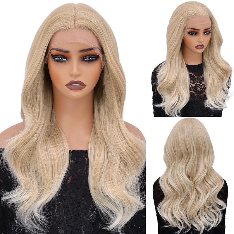 Blonde 13x4 Synthetic Lace Front Wig, 22 Inch Natural Hairline