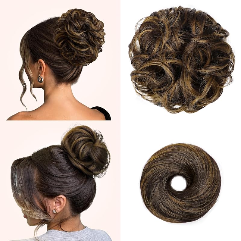 2PCS Messy Bun Hair Pieces Synthetic Hairpieces For Women Dirty Blonde