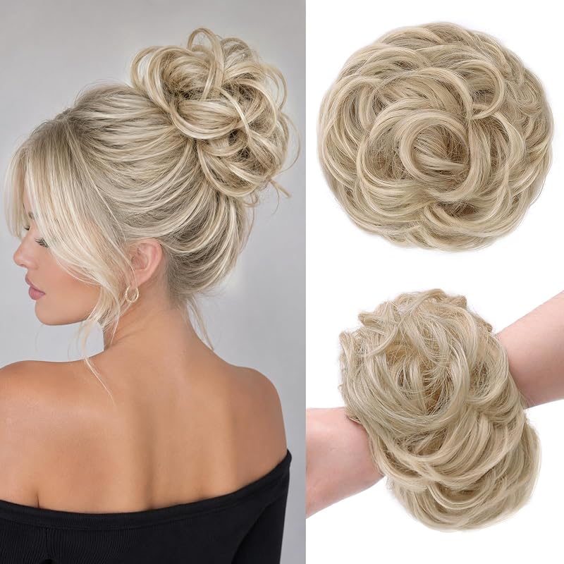 Large Messy Bun Hair Piece Wavy Curly Chignon Scrunchies Updo for Women