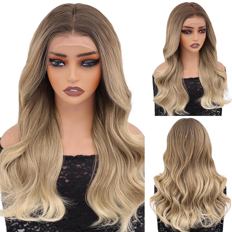 Ombre Blonde 13x4 Synthetic Lace Front Wig, 22 Inch Natural Hairline
