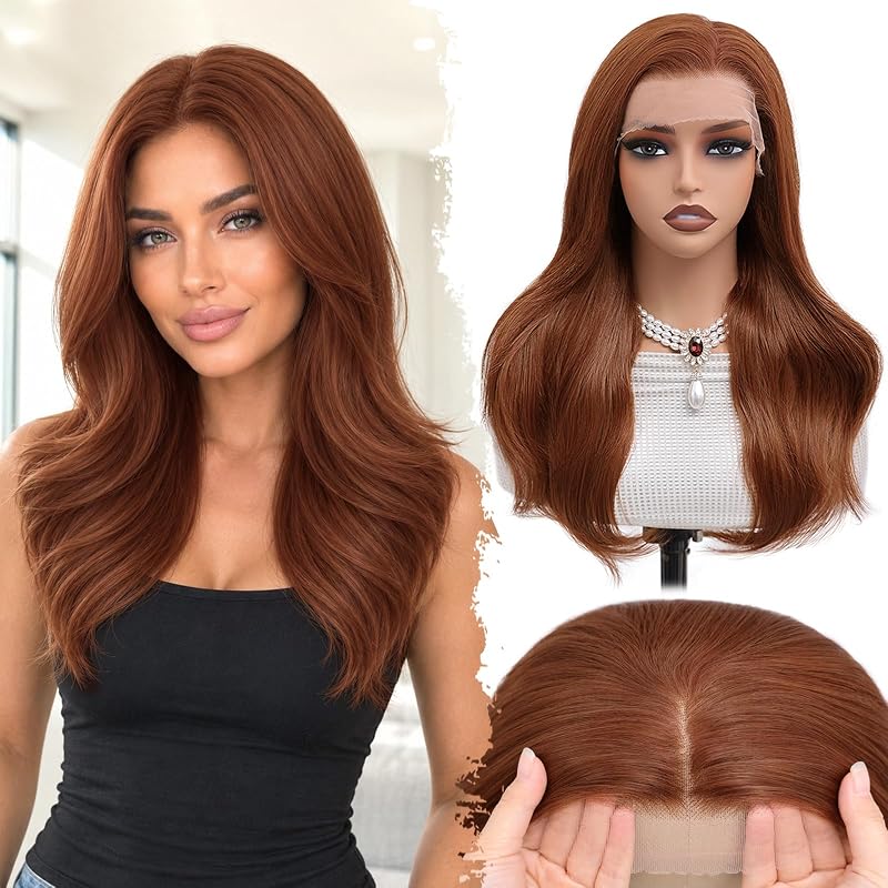 ROSISIND 13x4 Lace Front Wigs for Women,22 Inch Synthetic Auburn Wigs