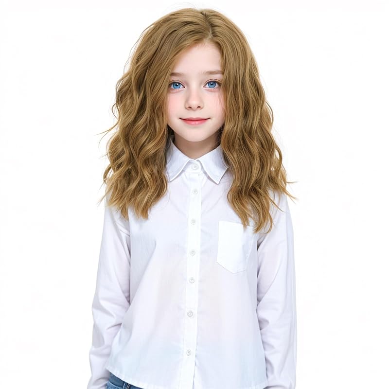 MEDO Blonde Brown Wig Kids Short Curly Wig Mixed Brown Wig for Girls 12inch Heat Resistant Synthetic Wig for Cosplay Halloween (Brown Blonde)