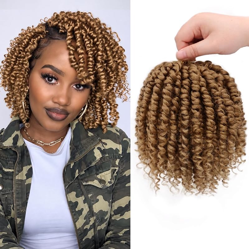 Pre-Twisted Passion Twist Crochet Hair 6 Inch for Black Women 8 Packs 27#