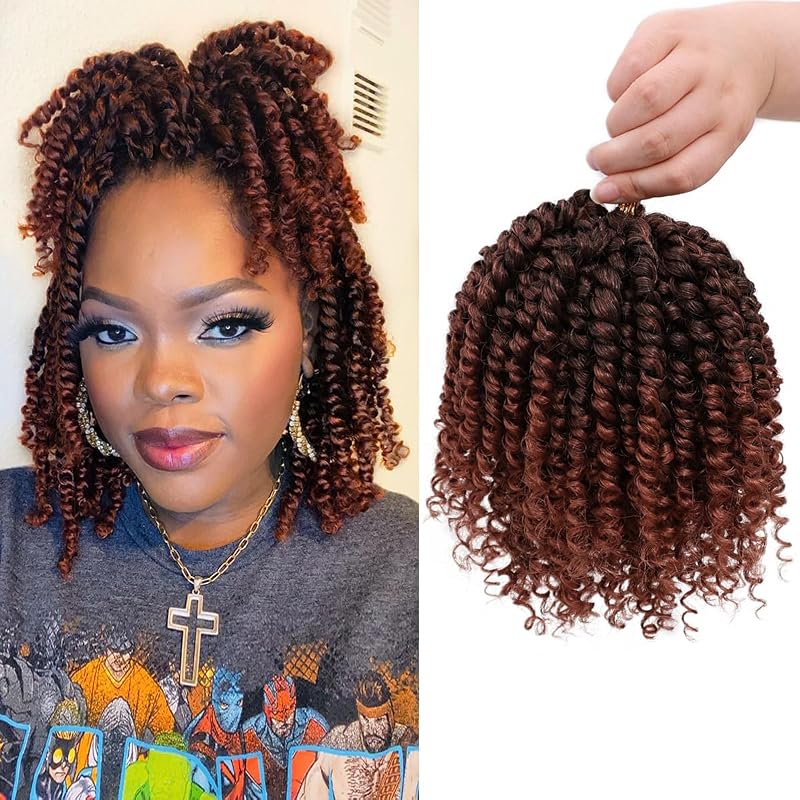 Pre-Twisted Passion Twist Crochet Hair 6 Inch for Black Women 8 Packs T350
