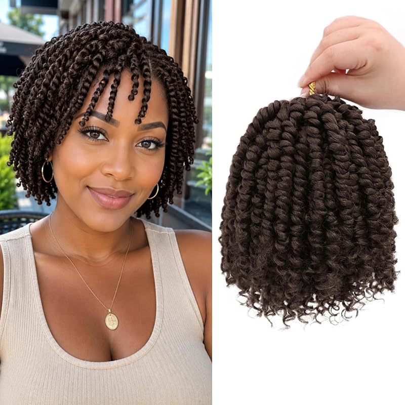 Pre-Twisted Passion Twist Crochet Hair 6 Inch for Black Women 8 Packs 4#