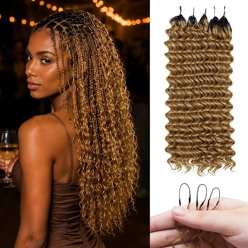 Feather Crochet Hair for Black Women Deep Wave 13 Inch Miracle Knot 27#