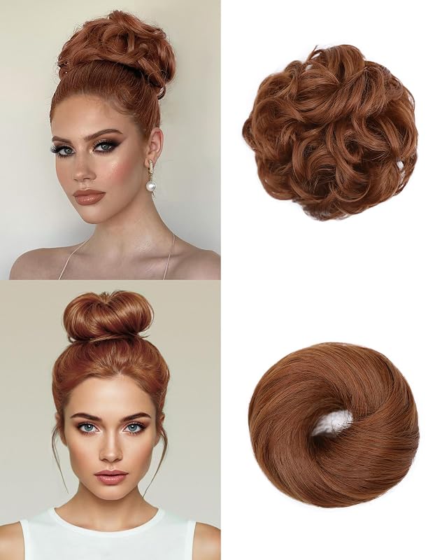 HSLHDI 2PCS Messy Bun Hair Pieces Synthetic Hair Bun Extensions For Women